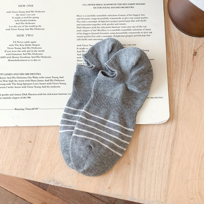 Wholesale Socks, striped short tube boat socks, low cut, sweat absorbing, breathable, invisible sports socks, cotton