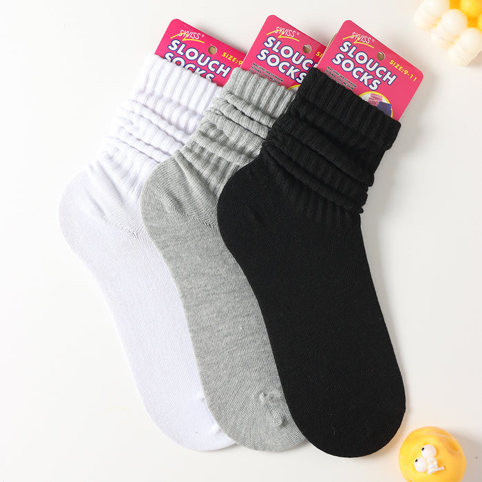 Wholesale Women's solid color socks, mid tube socks, pile socks