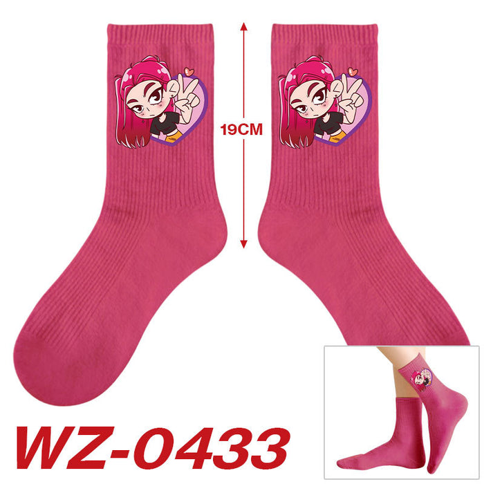 Wholesale Kpop Cute cartoon-themed printed colorful mid-calf socks