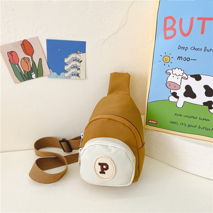 Wholesale Children's bag, letter contrasting chest bag, stylish baby change, nylon crossbody bag