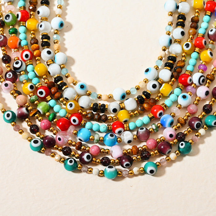 Wholesale Classic Devil's Eye Stainless Steel Bead Foot Chain Round Beads Colorful Evil Eye Foot Accessories Wholesale