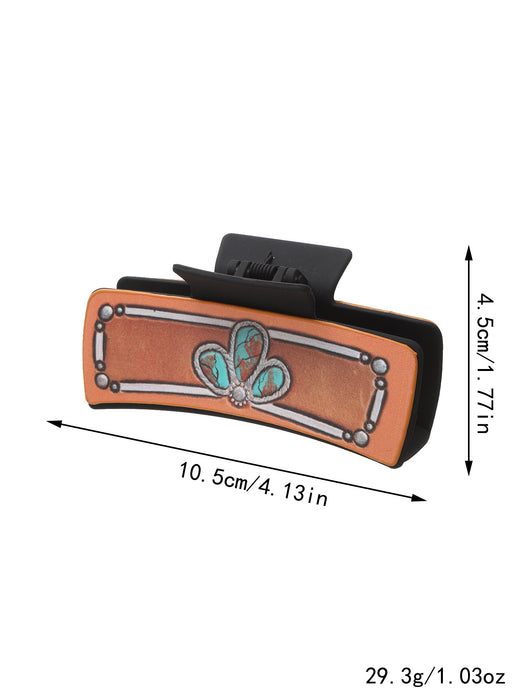 Wholesale Western Style Cactus Feather Sunflower Leather Shark Clip Women' s Hairpin