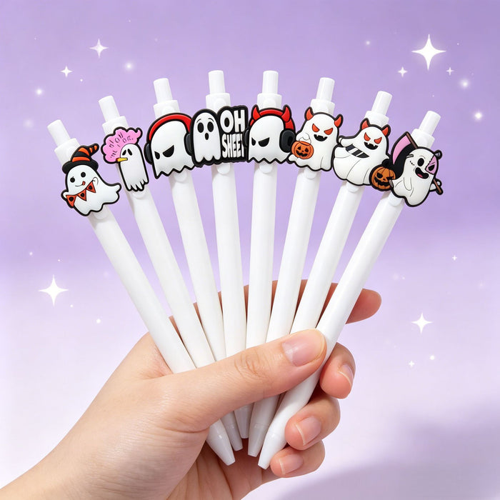 Wholesale  Ghost Polka Dot PVC Soft Gel Retractable Ballpoint Pen MOQ≥10