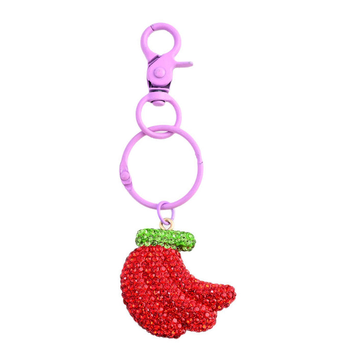 Wholesale Full rhinestone banana fruit bag charm creative keychain handbag accessory
