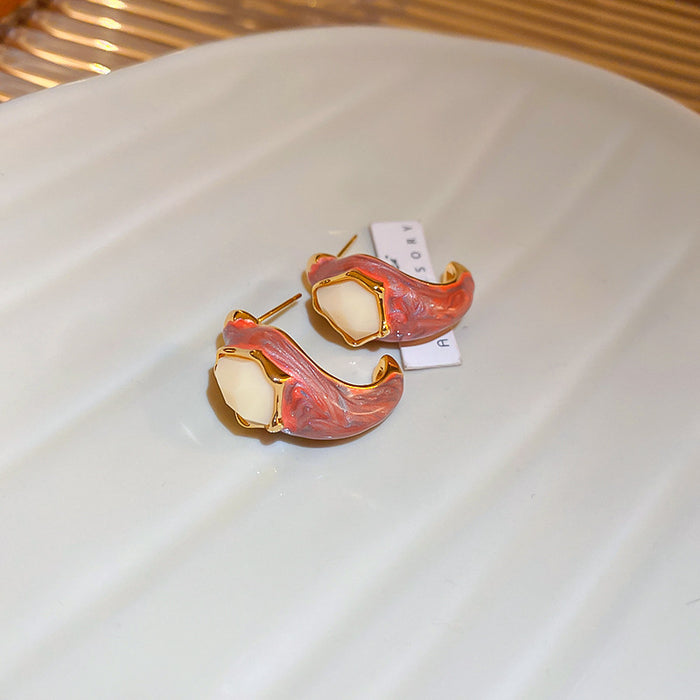 Wholesale Silver needle oil drop flower geometric earrings  summer new all-match earrings