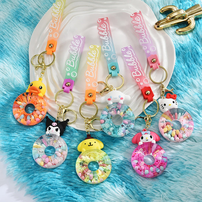 Wholesale Cartoon Quicksand Swim Ring Keychain