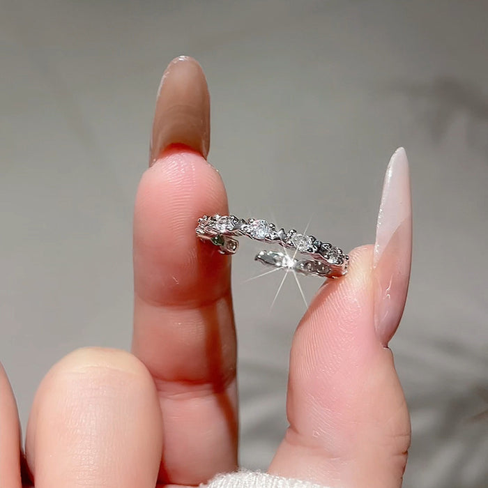 Wholesale Zircon ring simple, niche, light luxury ring with adjustable opening for index finger ring