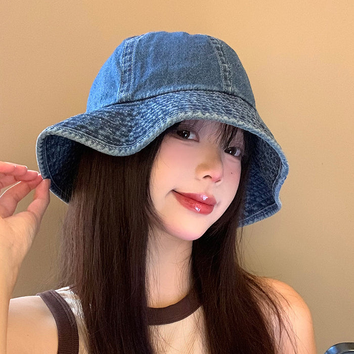 Wholesale Cowboy fisherman hat, women's big head circumference, sun shading basin hat, versatile bucket hat