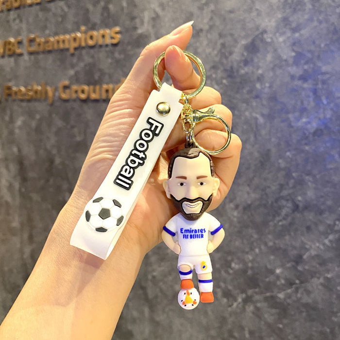 Wholesale Metal Soccer Star Cartoon Keychain Decorative Car Key Accessory MOQ≥2