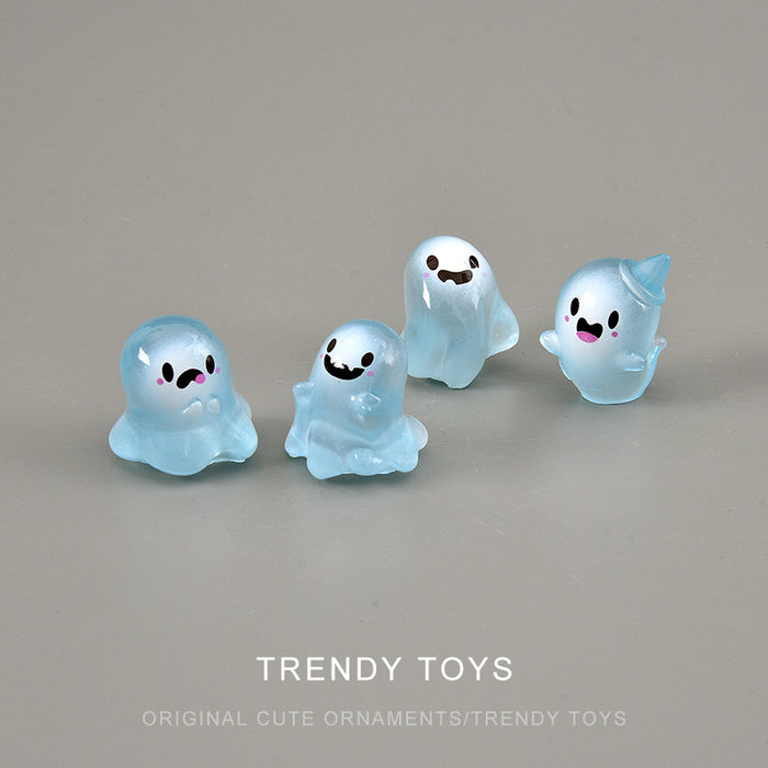Wholesale Resin Glow-in-the-Dark Ghost Cartoon Keychain Desk Decoration Birthday Gift MOQ≥3