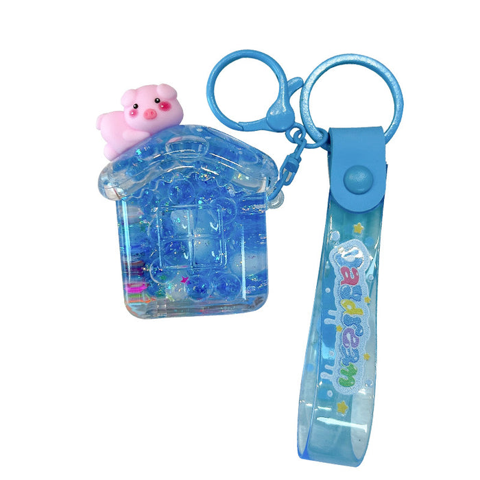 Wholesale Acrylic Small Animal Bubble Beads House Keychain JDC-KC-YanG072