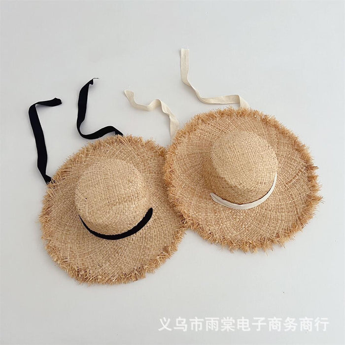 Wholesale Children's Hat Ins Large Eave Raffia Sunshade Hat Summer Straw Hat