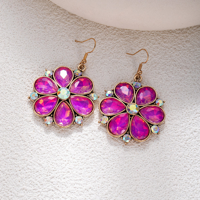 Wholesale Retro ethnic turquoise flower earrings