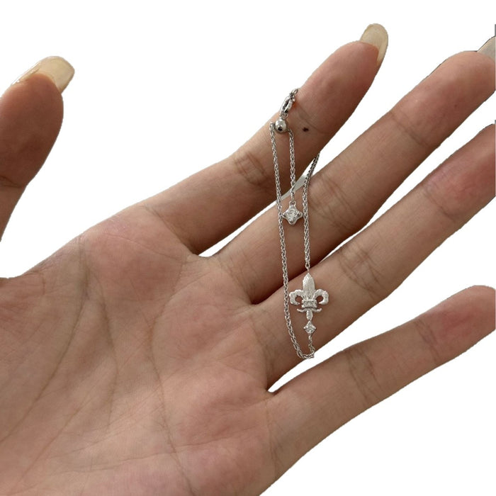 Wholesale S925 Sterling Silver Bracelet Flower Gold Plated Diamond Elegant Fashion