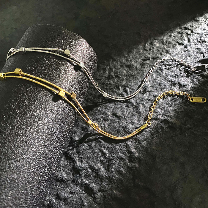 Wholesale simple small square double-layer bracelet trendy temperament bracelet