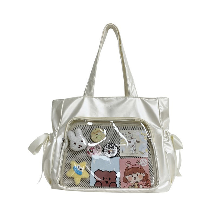 Wholesale Double-Sided Transparent Butterfly Pain Bag Versatile Soft Large Capacity Shoulder Bag Class Tote Bag