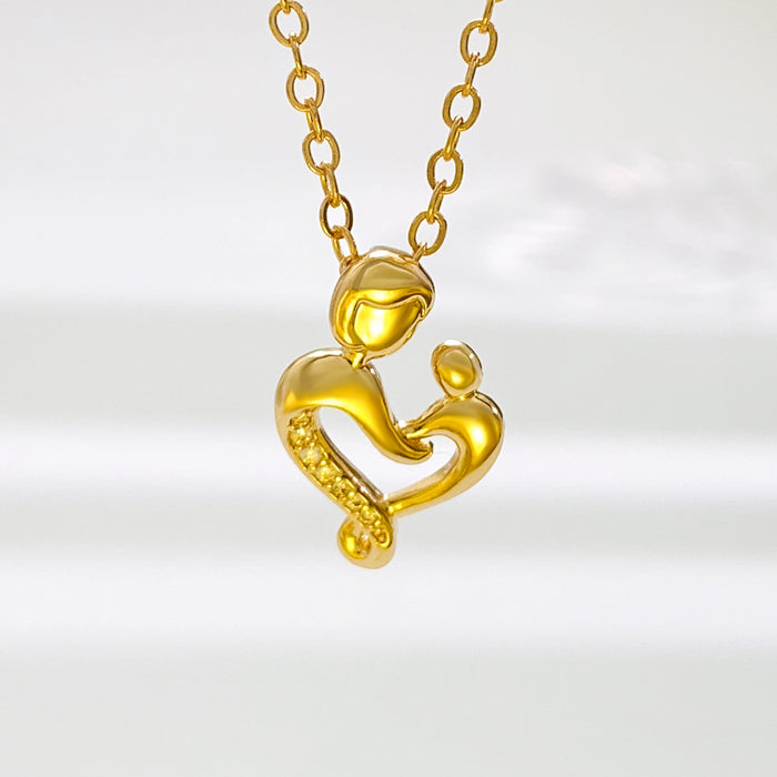 Wholesale Mother's Day Mother and Child Hug Love Pendant Copper Necklace JDC-NE-QingWen005
