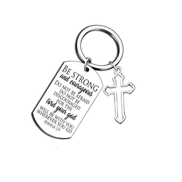 Wholesale Stainless steel keychain with engraved lettering pendant