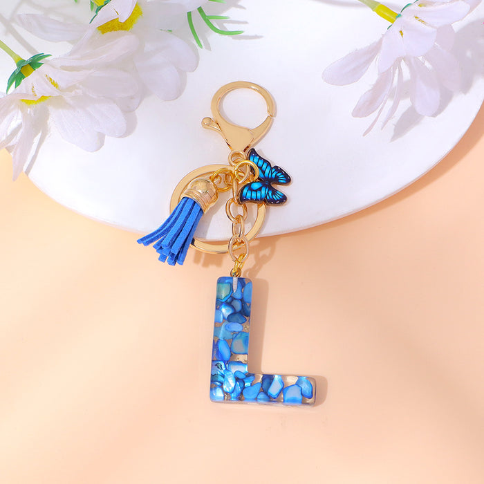 Wholesale Letter Keychain Tassel Butterfly Girl Bag Pendant