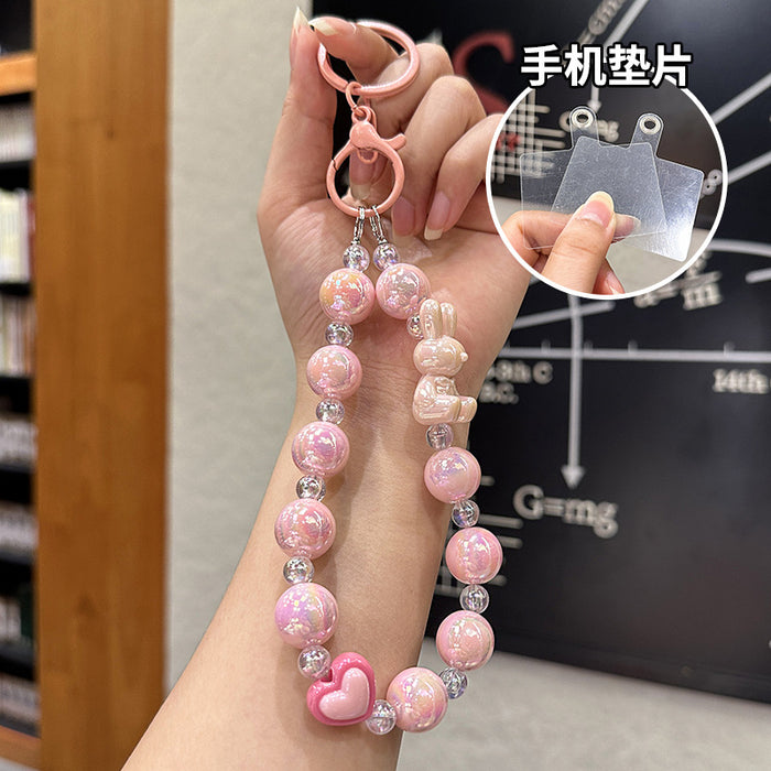 Wholesale Beaded Acrylic Keychain DIY Small Pendant Key Hanging Decoration Car Keychain