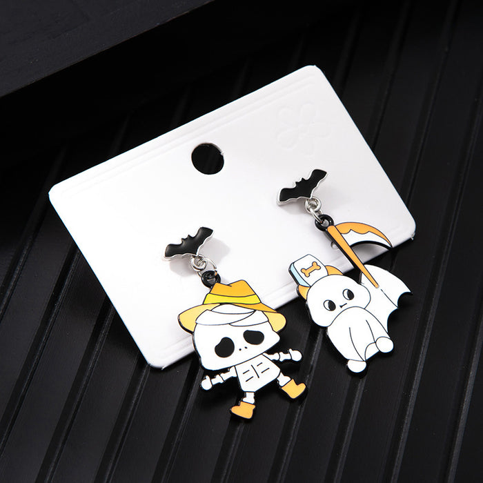 Wholesale  series alloy oil drop asymmetrical earrings cartoon anime funny ghost pumpkin earrings