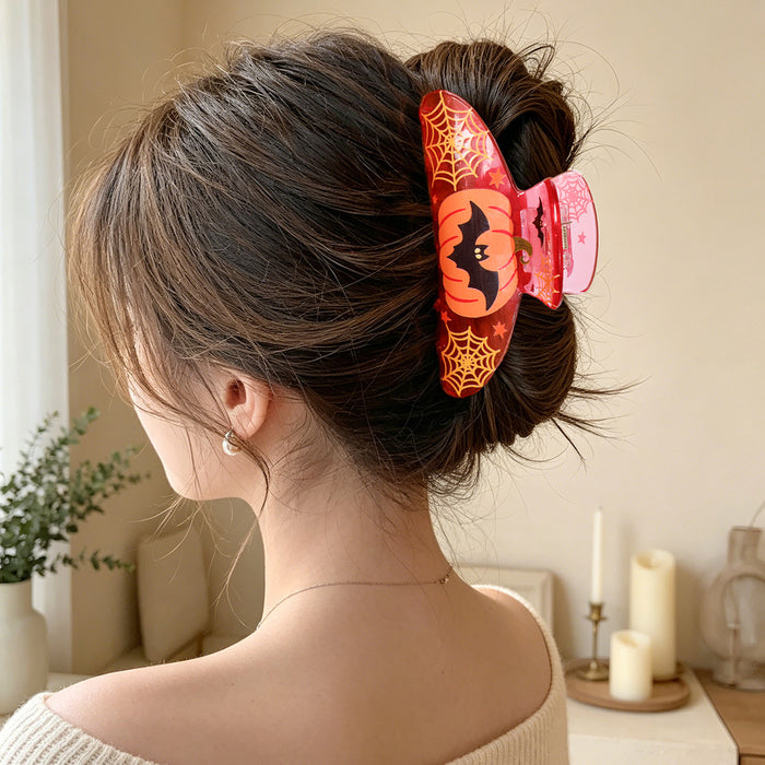 Wholesale Acrylic Hair Claw Clip Pumpkin Bat Dark Style Hair Accessory