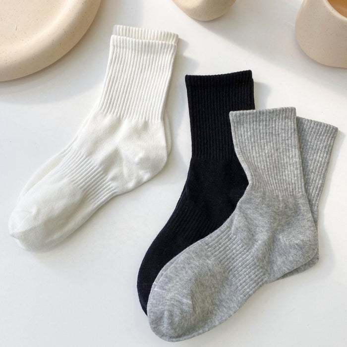 Wholesale Black socks, mid length socks, white sports socks, cotton socks