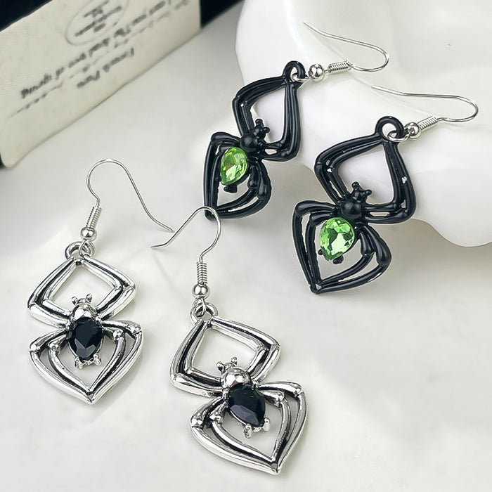 Wholesale Halloween Spider Gemstone Accessories Alloy Earrings JDC-ES-Rulong008