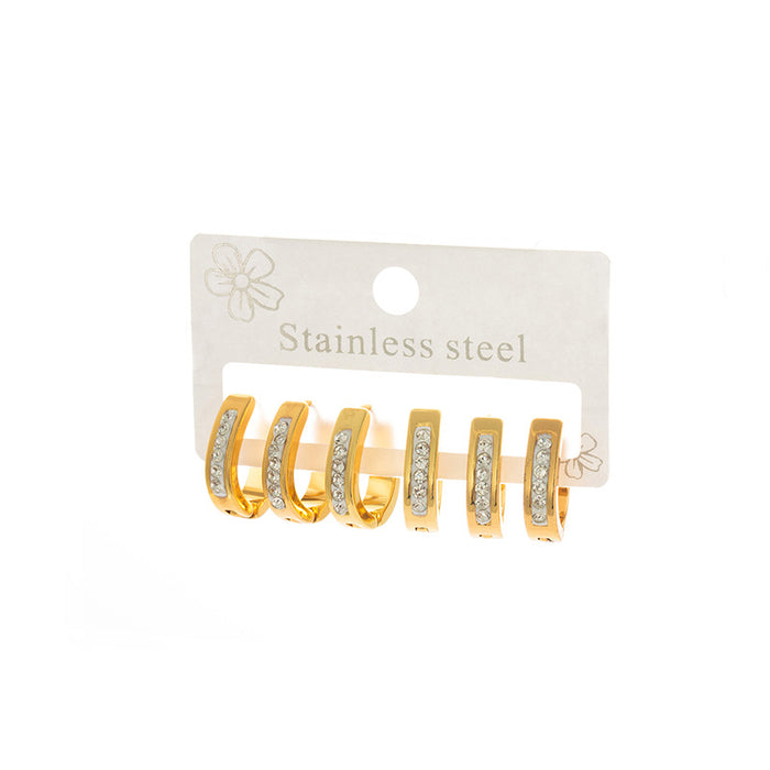 Wholesale Simple and high-end new popular U-shaped geometric full diamond ear buckle with a simple and versatile temperament, titanium steel earrings