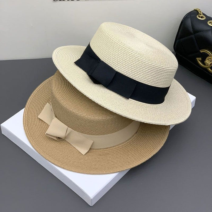 Wholesale Straw Hat Women's Summer Retro Flat Hat Sunshade Sunscreen Beach Hat Traveling Fisherman Hat