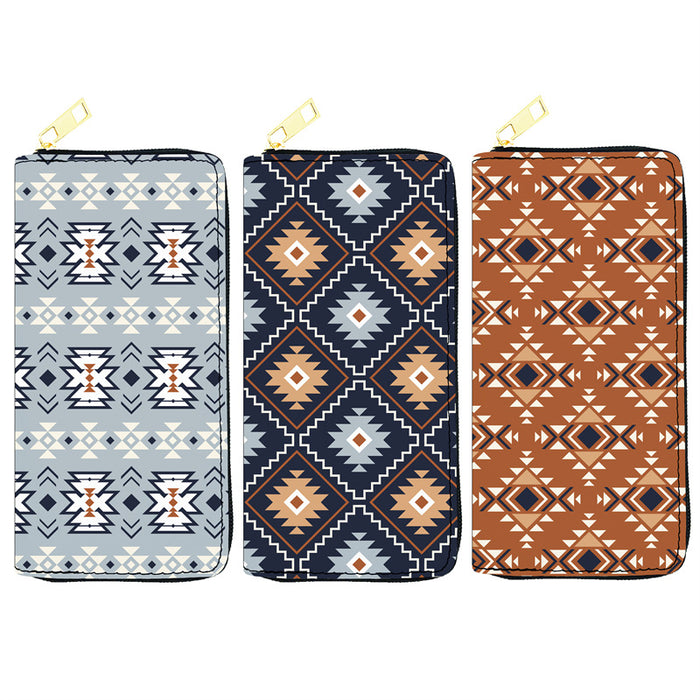 Wholesale 5pcs Retro Ethnic Style Printed Long PU Wallet JDC-WT-JiRui012