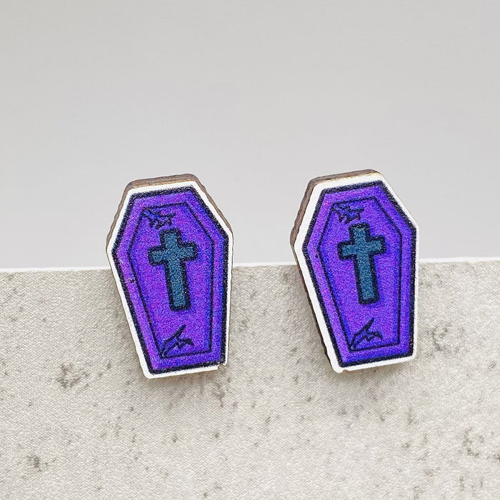 Wholesale  Earrings Horror Pumpkin Ghost Bat Wooden Earrings