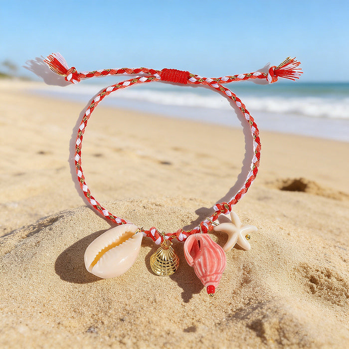 Wholesale Shell Starfish Colorful Cord Bracelet