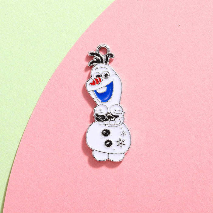 Wholesale retention animation cartoon snow treasure snowman jewelry pendant diy earrings drop oil creative cute bracelet pendant