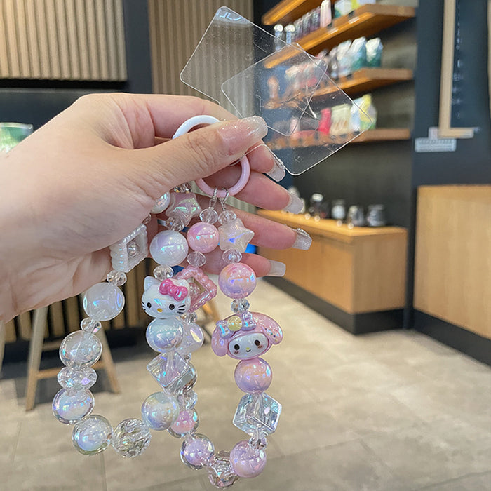 Wholesale Cartoon Cat Beaded Phone Strap Keychain