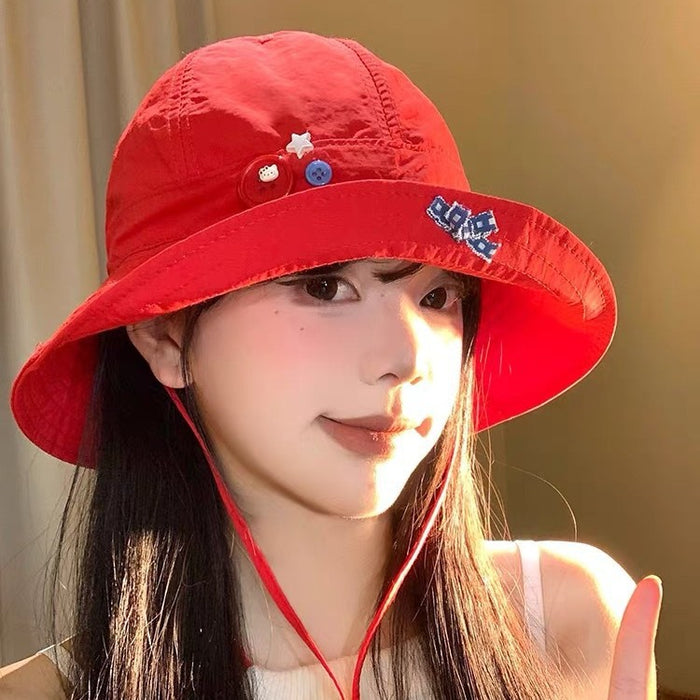 Wholesale Wholesale bow button quick drying fisherman hat, thin version, breathable flip eave basin hat, sunshade and sun protection hat