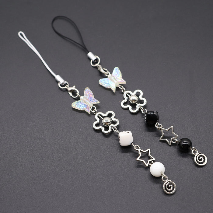 Wholesale black 8 dice bow star mobile phone chain bag buckle personality pendant lanyard