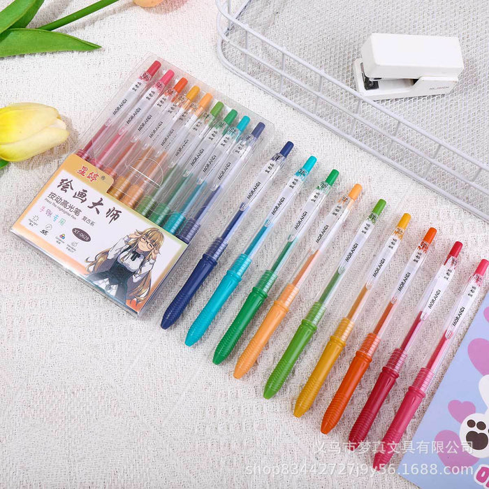 Wholesale 9pcs/ box Painting Hand Account Pen Set Large Capacity Color Press Pen
