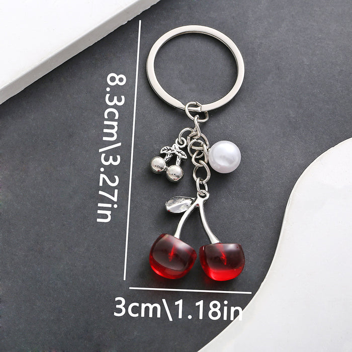 Wholesale Creative cherry-shaped enamel metal keychain
