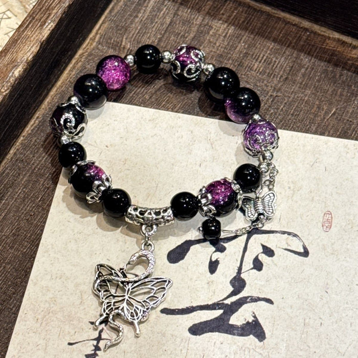 Wholesale Spirit snake butterfly tail bracelet butterfly hand niche high-end glass design bracelet chain