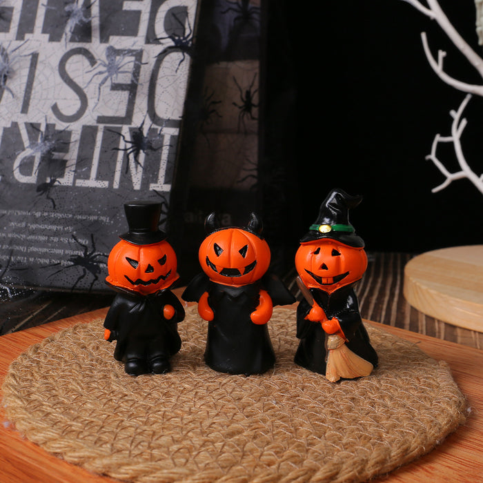 Wholesale Mini Pumpkin Little Devil Gentleman Doll suit Home Party Desktop Resin Craft Ornaments