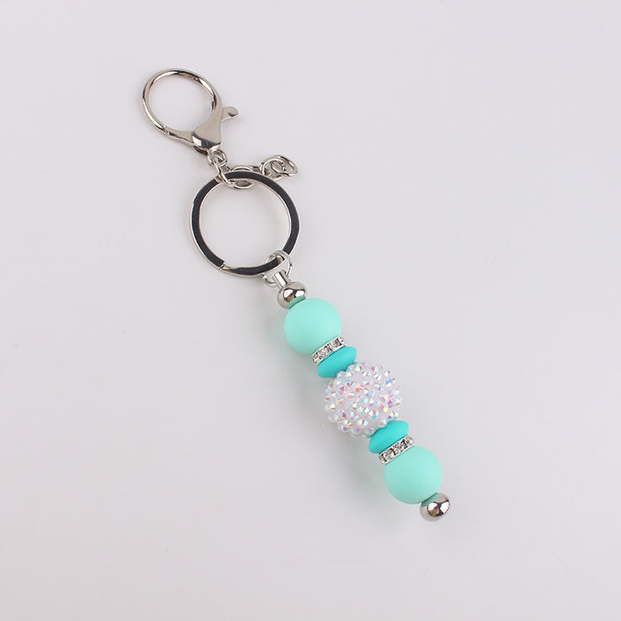 Wholesale Bling Bead Tassel Keychain Personalized Pendant Key Ring Bag Pendant Pendant Silicone Keychain