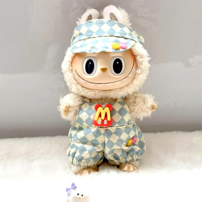 Wholesale Pendant Doll Clothes Checkboard Tennis Clothes suit Suspenders Skirt