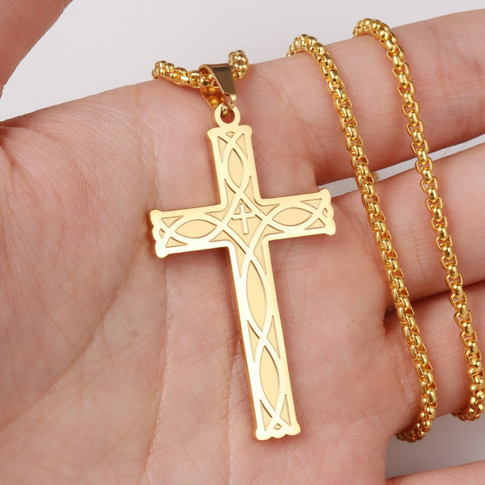 Wholesale Titanium Steel Simple Cross Necklace JDC-NE-FengH002