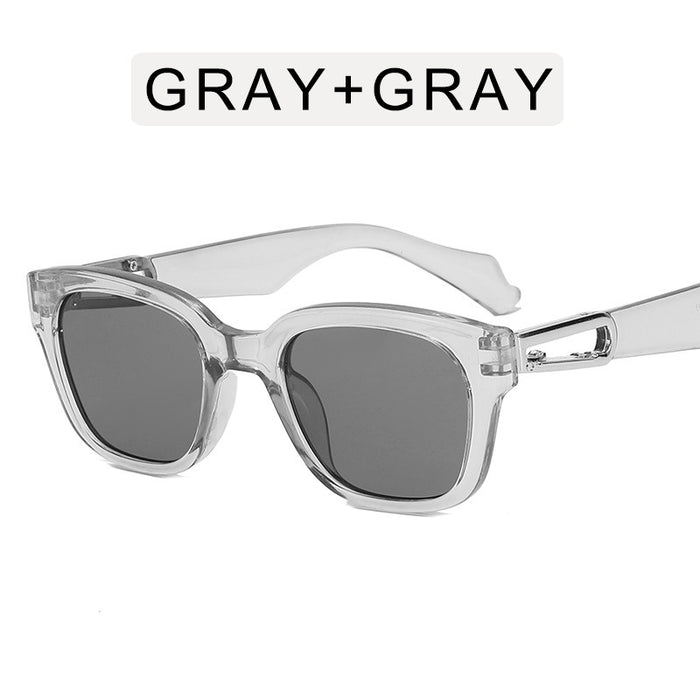 Wholesale Fashionable hook square internet famous sunglasses, new retro transparent blue sunglasses