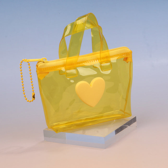 Wholesale Chic Heart Shaped Solid Pink Jelly Waterproof Coin Purse Earphone Bag Gift Pendant Storage Pouch For Everyday Use