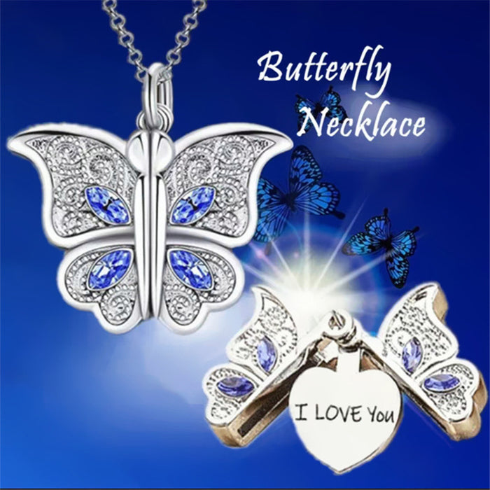 Wholesale Jewelry Metal Diamond Butterfly Heart Openable Photo Box Pendant Necklace