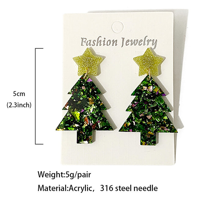 Wholesale Christmas tree earrings flash acrylic ing fashion earrings