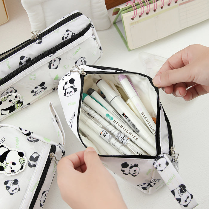 Wholesale Cute Panda Pencil Case Blue Stationery Bag