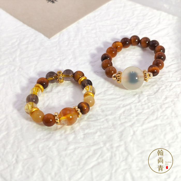 Wholesale beaded ring yellow pagoda crystal citrine